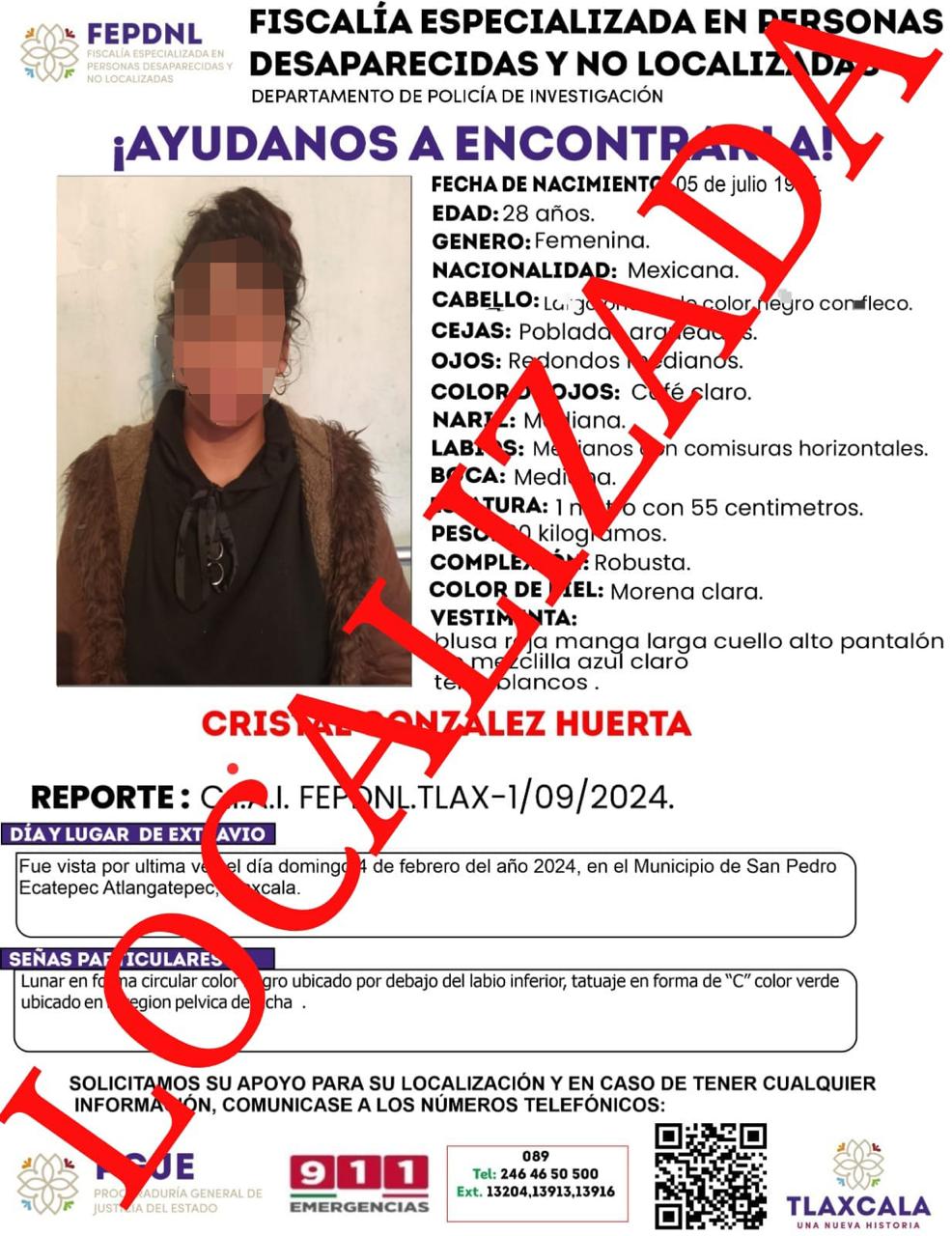 Ubica PGJE en Tlaxco a una mujer y dos menores de edad reportados como no localizados